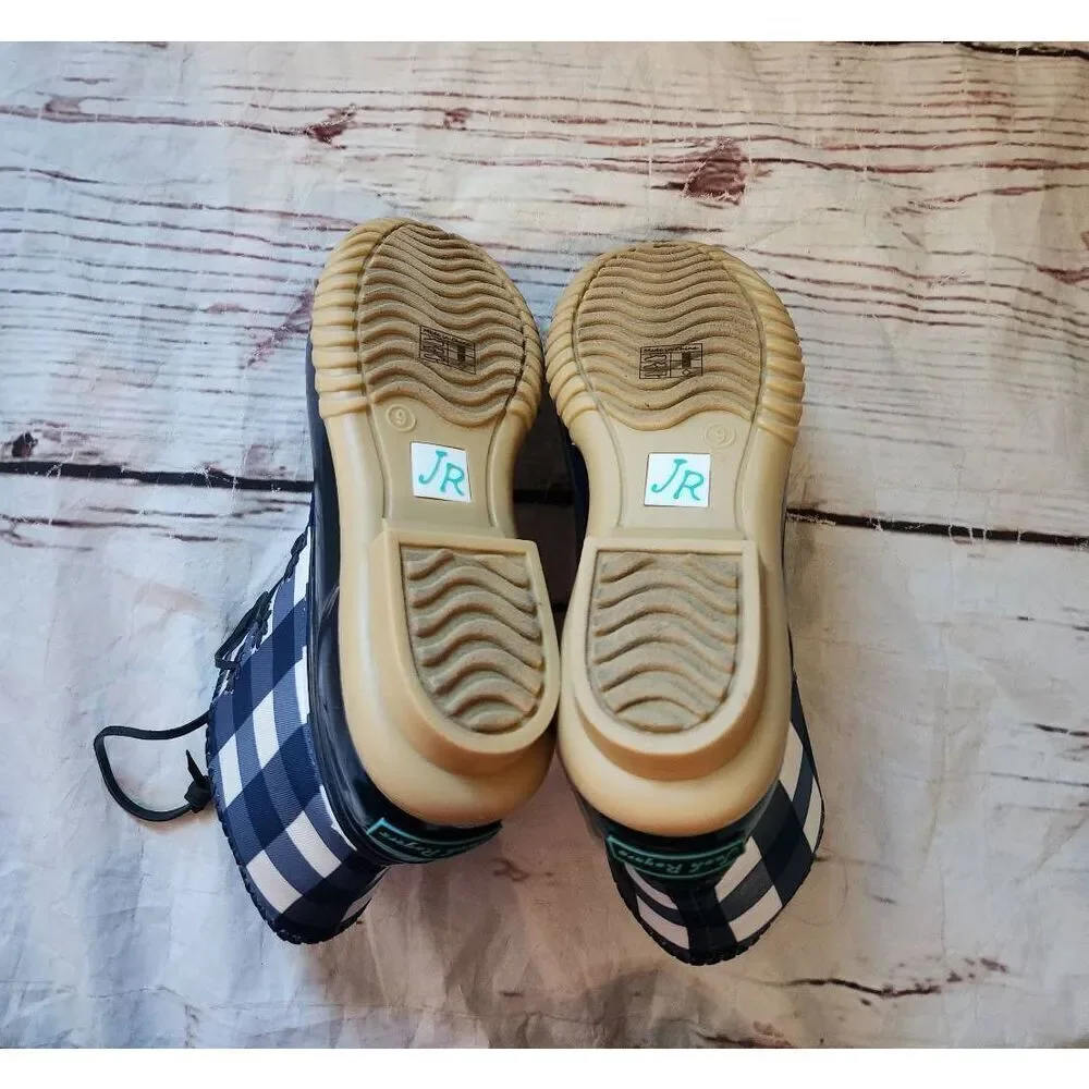 Draper James X Jack Rogers Chloe Gingham Duck/Rain Boots Size 9 New‎